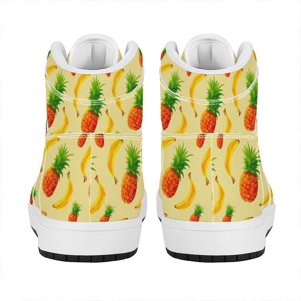 Banana Pineapple Pattern Print High Top Leather Sneakers