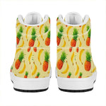 Banana Pineapple Pattern Print High Top Leather Sneakers