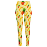 Banana Pineapple Pattern Print High-Waisted Pocket Leggings