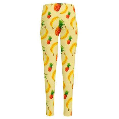 Banana Pineapple Pattern Print High-Waisted Pocket Leggings