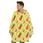 Banana Pineapple Pattern Print Hoodie Blanket