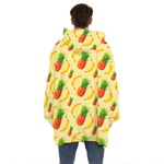 Banana Pineapple Pattern Print Hoodie Blanket