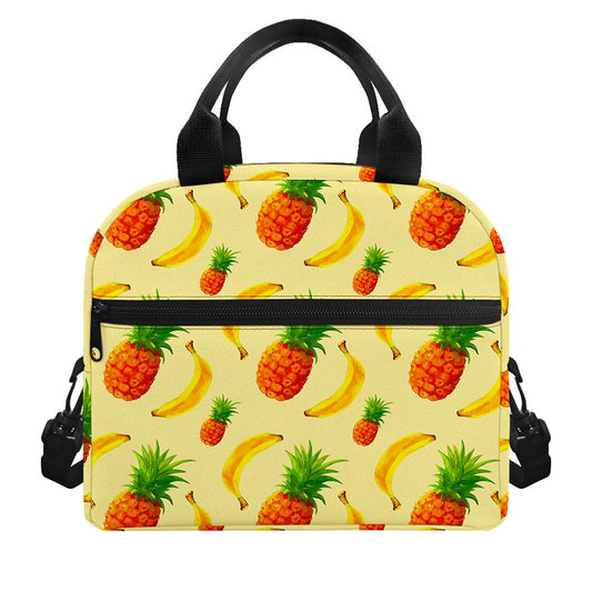 Banana Pineapple Pattern Print Insulated Lunch Bag