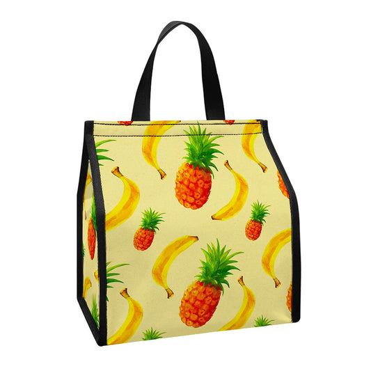 Banana Pineapple Pattern Print Insulated Lunch Tote