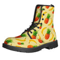 Banana Pineapple Pattern Print Lace-Up Boots