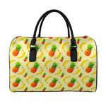 Banana Pineapple Pattern Print Leather Duffle Bag