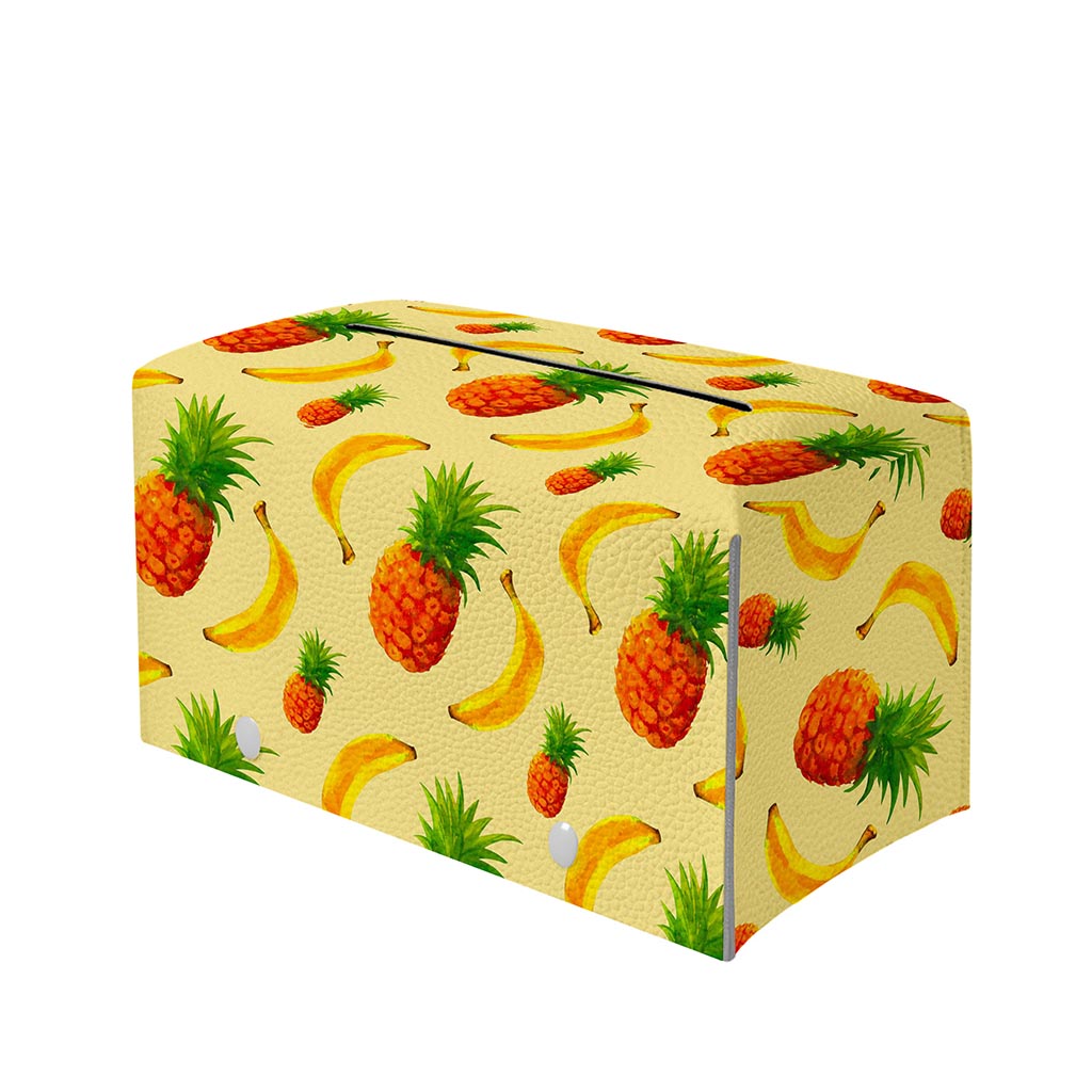 Banana Pineapple Pattern Print Leather Tissue Box Cover