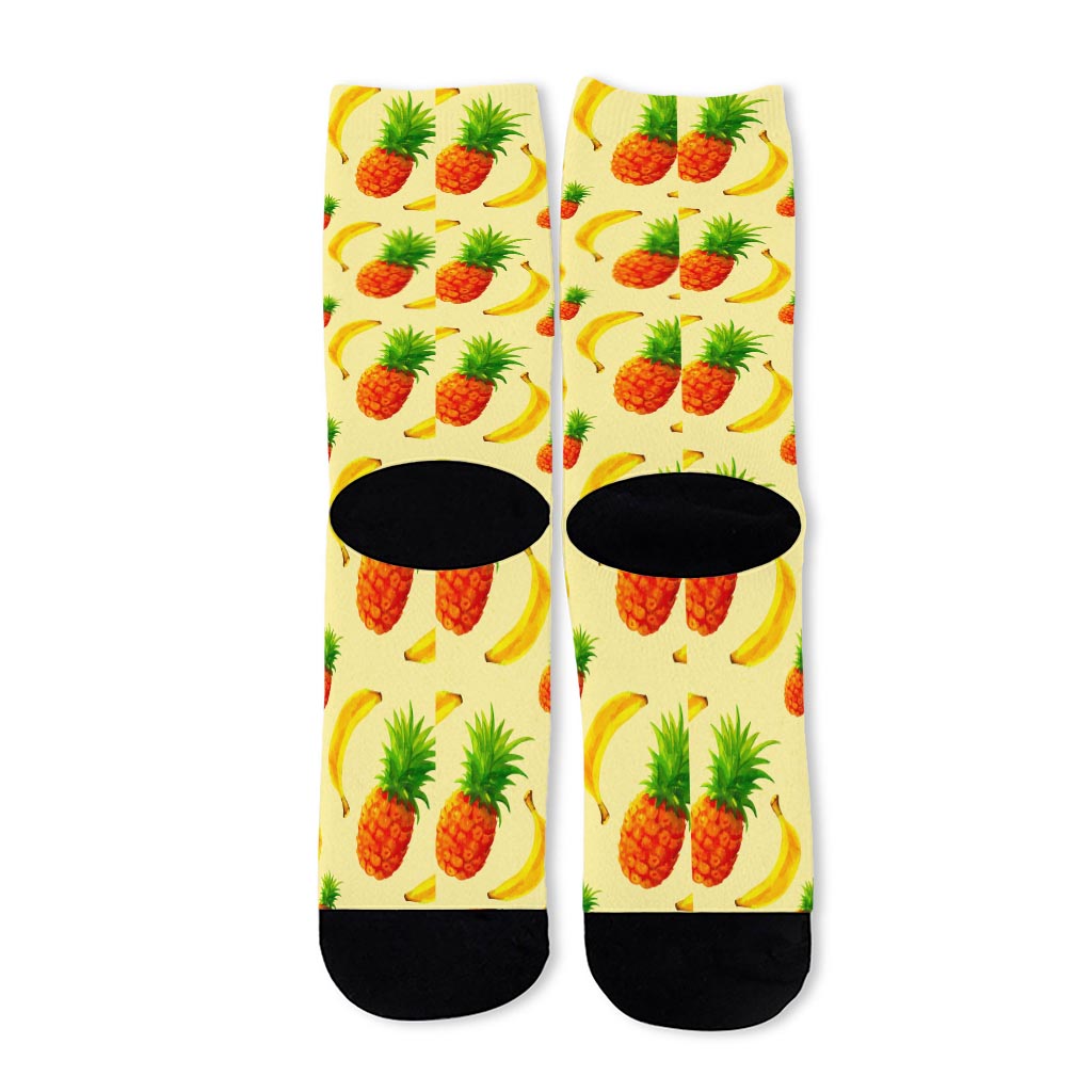 Banana Pineapple Pattern Print Long Socks