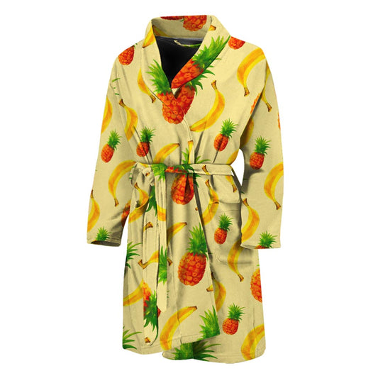 Banana Pineapple Pattern Print Men's Bathrobe