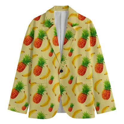 Banana Pineapple Pattern Print Men's Blazer