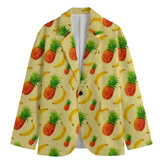 Banana Pineapple Pattern Print Men's Blazer