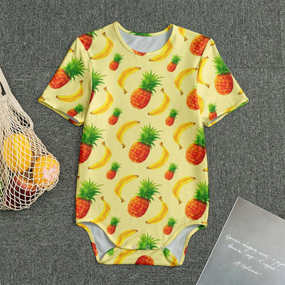 Banana Pineapple Pattern Print Men's Bodysuit