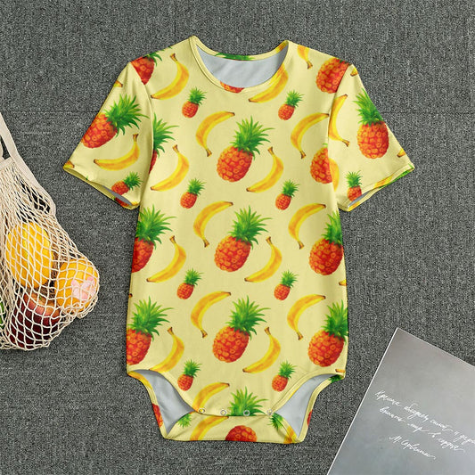 Banana Pineapple Pattern Print Men's Bodysuit