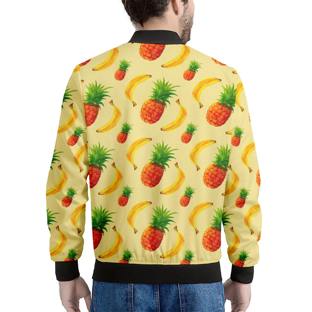 Banana Pineapple Pattern Print Men's Bomber Jacket