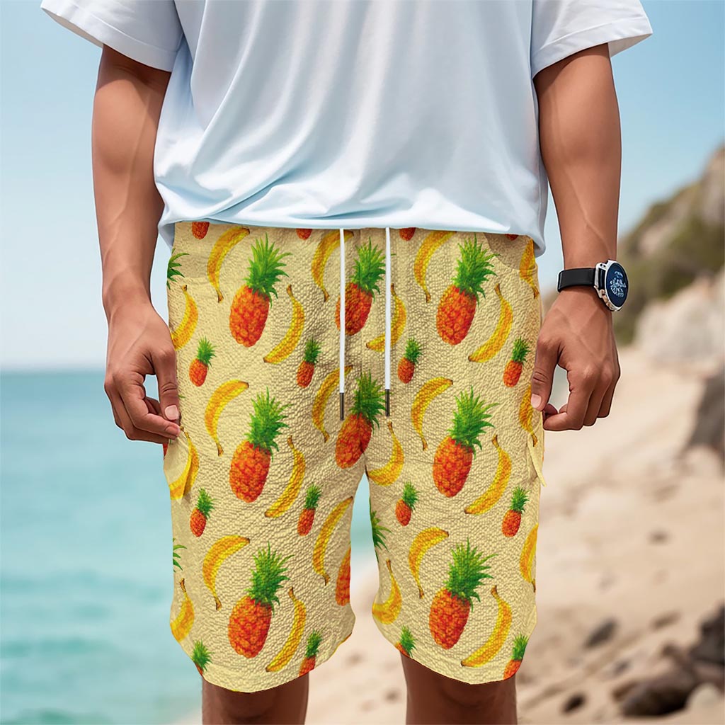 Banana Pineapple Pattern Print Men's Cargo Shorts