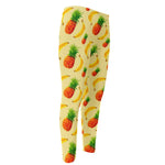 Banana Pineapple Pattern Print Men's Compression Pants