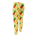 Banana Pineapple Pattern Print Men's Compression Pants