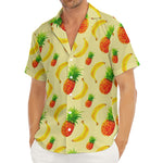 Banana Pineapple Pattern Print Men's Deep V-Neck Shirt