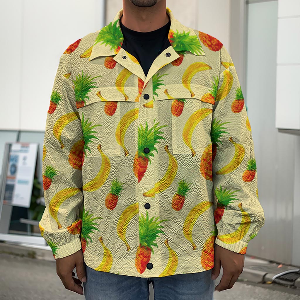 Banana Pineapple Pattern Print Men's Shirt Jacket