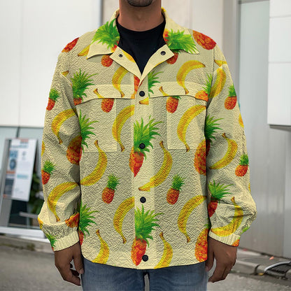 Banana Pineapple Pattern Print Men's Shirt Jacket