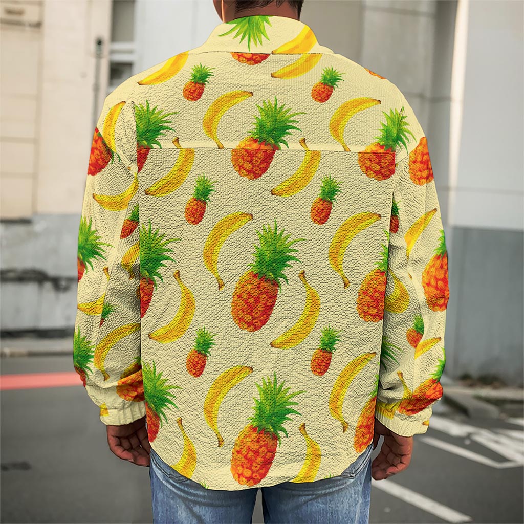 Banana Pineapple Pattern Print Men's Shirt Jacket