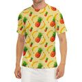 Banana Pineapple Pattern Print Men's Short Sleeve Rash Guard