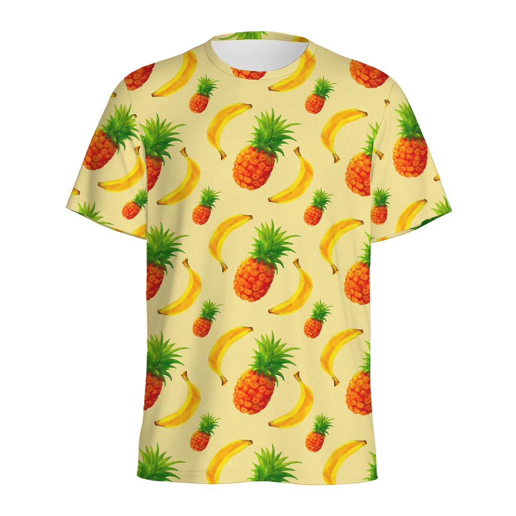 Banana Pineapple Pattern Print Men's Sports T-Shirt