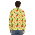 Banana Pineapple Pattern Print Men's Velvet Pullover Hoodie