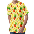 Banana Pineapple Pattern Print Men's Velvet T-Shirt