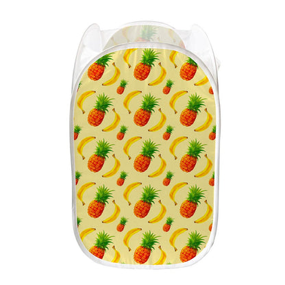Banana Pineapple Pattern Print Mesh Laundry Hamper