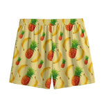 Banana Pineapple Pattern Print Mesh Shorts