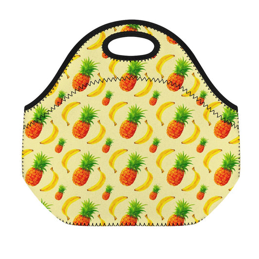 Banana Pineapple Pattern Print Neoprene Lunch Bag