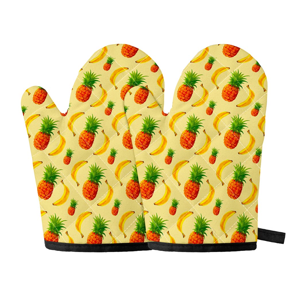 Banana Pineapple Pattern Print Oven Mitts