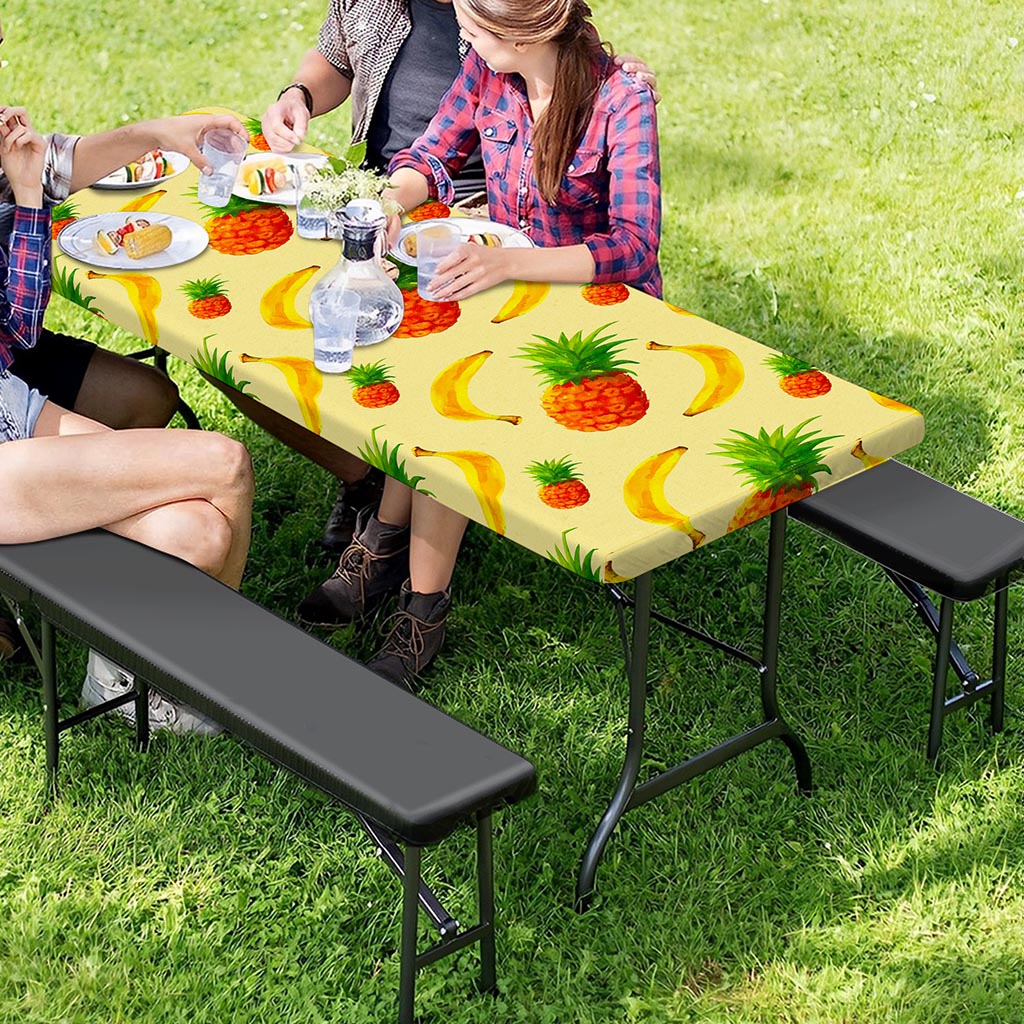 Banana Pineapple Pattern Print Picnic Table Cover