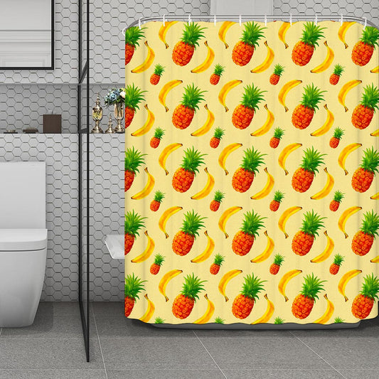 Banana Pineapple Pattern Print Polyester Shower Curtain