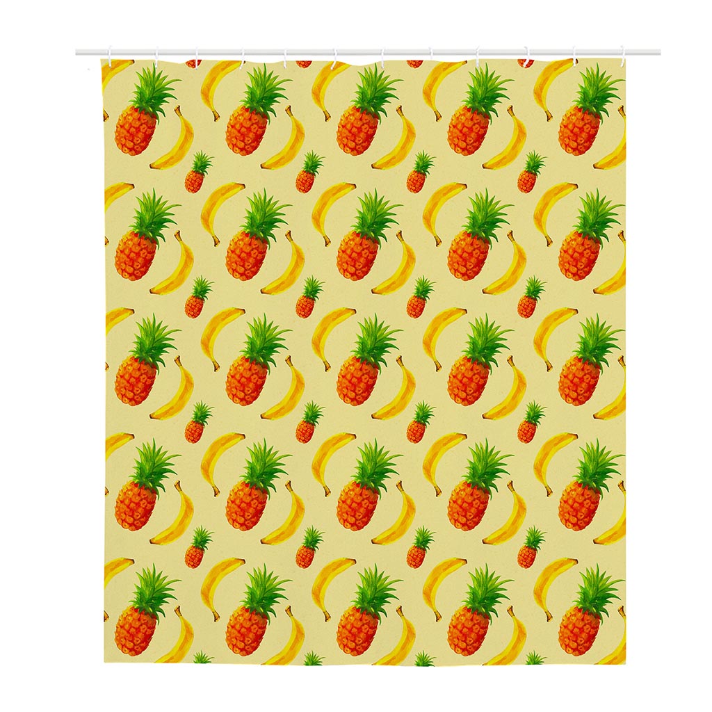 Banana Pineapple Pattern Print Polyester Shower Curtain