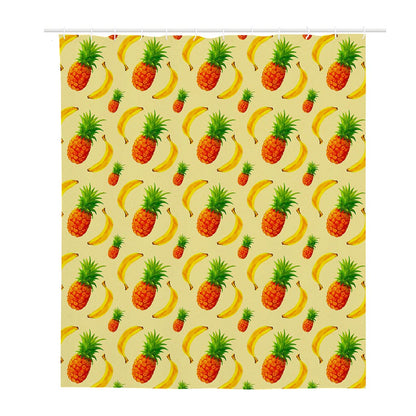 Banana Pineapple Pattern Print Polyester Shower Curtain