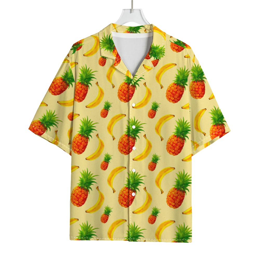 Banana Pineapple Pattern Print Rayon Hawaiian Shirt