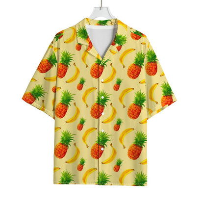 Banana Pineapple Pattern Print Rayon Hawaiian Shirt