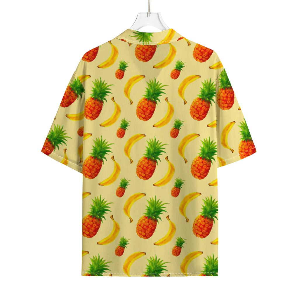 Banana Pineapple Pattern Print Rayon Hawaiian Shirt