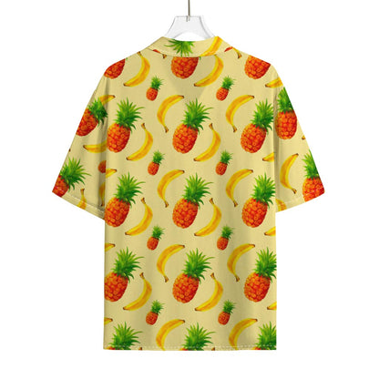 Banana Pineapple Pattern Print Rayon Hawaiian Shirt
