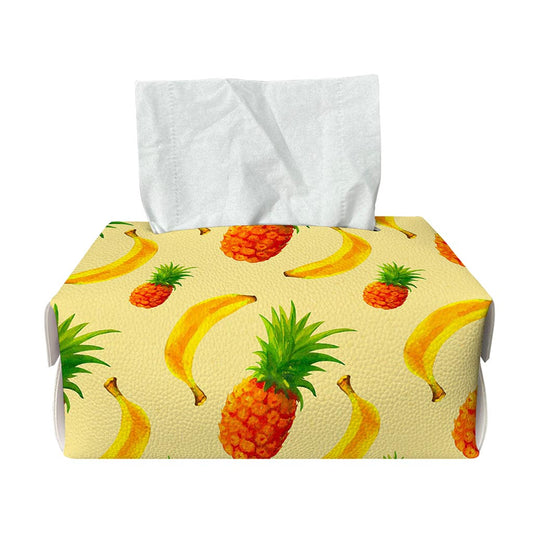 Banana Pineapple Pattern Print Rectangle Tissue Box Cover