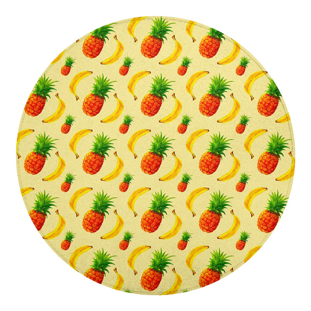 Banana Pineapple Pattern Print Round Blanket