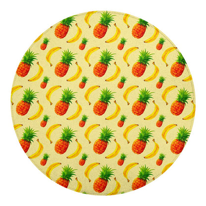 Banana Pineapple Pattern Print Round Blanket