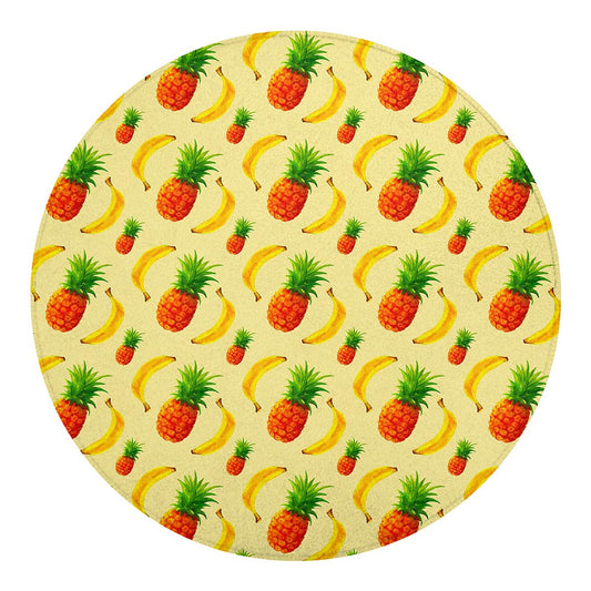 Banana Pineapple Pattern Print Round Blanket