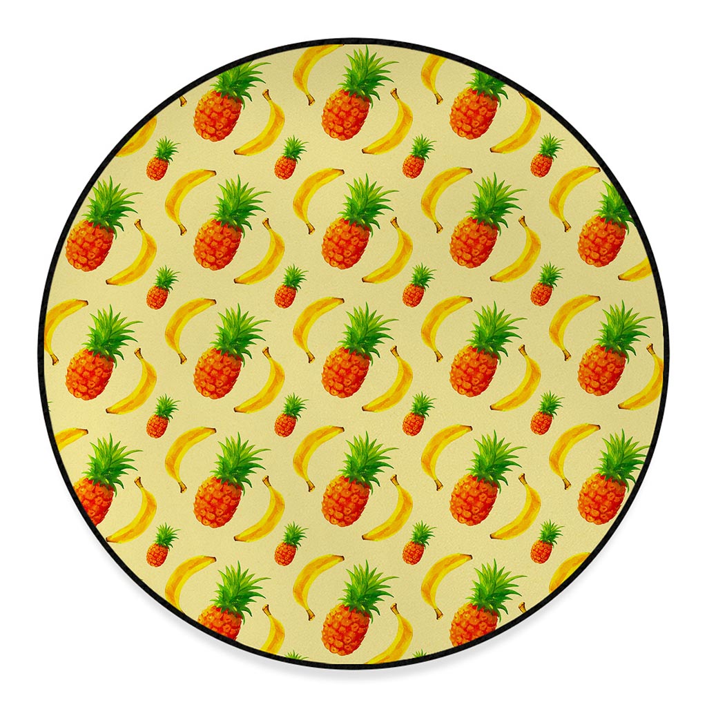 Banana Pineapple Pattern Print Round Floor Mat