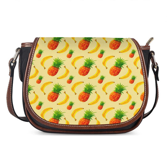 Banana Pineapple Pattern Print Saddle Bag