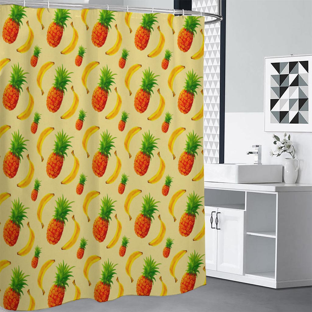 Banana Pineapple Pattern Print Shower Curtain