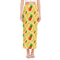 Banana Pineapple Pattern Print Side Slit Maxi Skirt