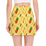 Banana Pineapple Pattern Print Side Slit Mini Skirt